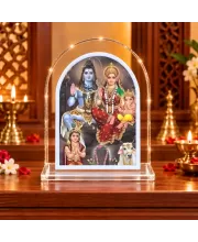 Lord Shiv Parvati L Shape Acrylic Showpiece 3 X 3.5 Inch For Home, Office And Car (F176603)
