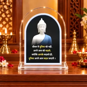 Buddha L Shape Acrylic Showpiece 3 X 3.5 Inch For Home, Office And Car (F176606)