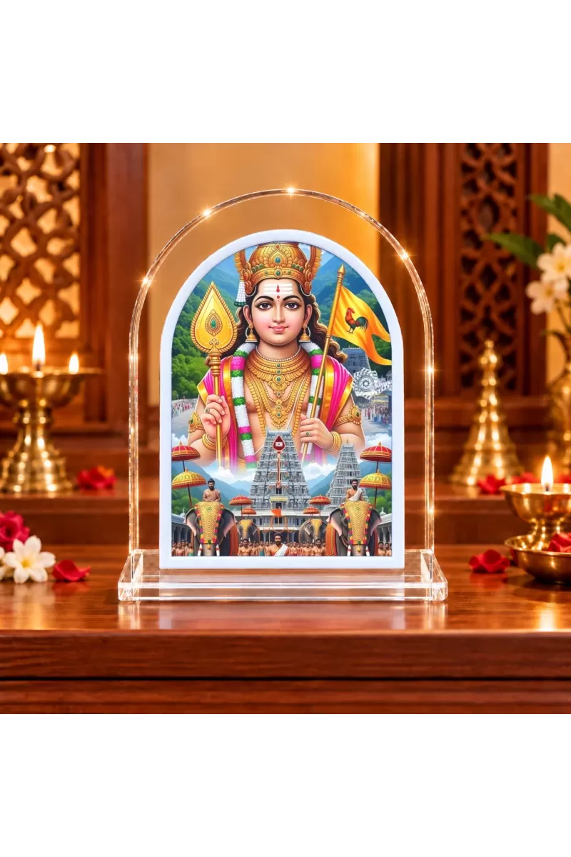 Lord Murugan L Shape Acrylic Showpiece 3 X 3.5 Inch For Home, Office And Car (F176607)