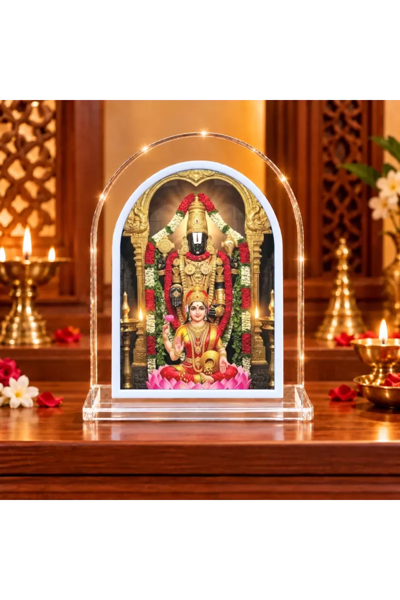 God Venkatswar L Shape Acrylic Showpiece 3 X 3.5 Inch For Home, Office And Car (F176608)