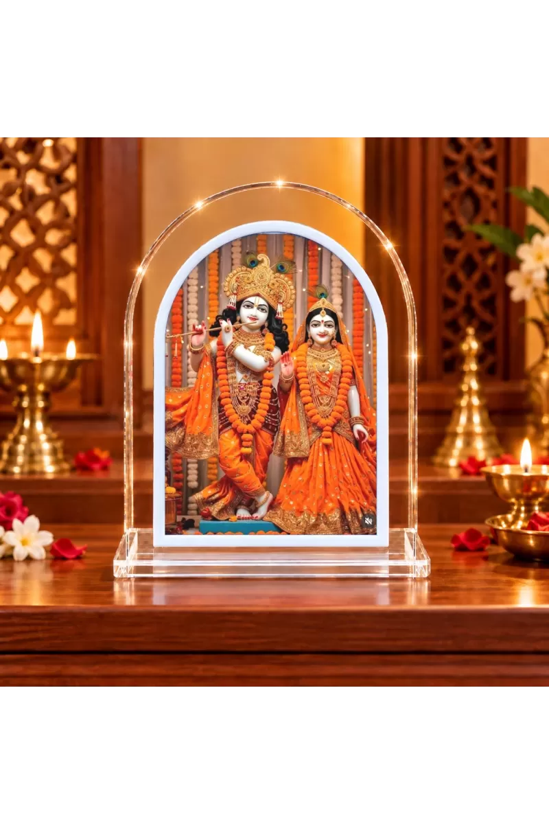 Radha Krishna L Shape Acrylic Showpiece 3 X 3.5 Inch For Home, Office And Car (F176611)