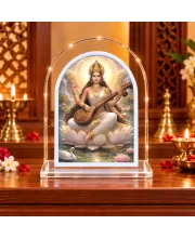 Goddess Saraswati L Shape Acrylic Showpiece 3 X 3.5 Inch For Home, Office And Car (F176612)