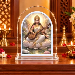 Goddess Saraswati L Shape Acrylic Showpiece 3 X 3.5 Inch For Home, Office And Car (F176612) Goddess Saraswati L Shape Acrylic Showpiece 3 X 3.5 Inch For Home, Office And Car (F176612)