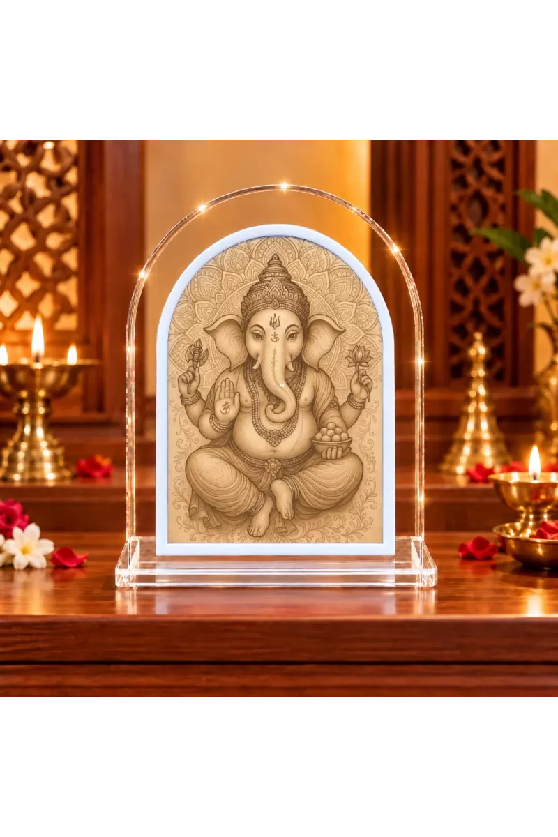 Lord Ganesha L Shape Acrylic Showpiece 3 X 3.5 Inch For Home, Office And Car (F176619)