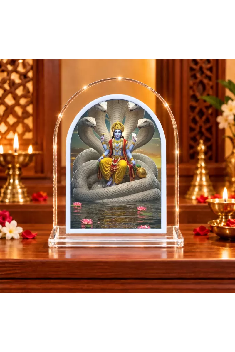 Lord Vishnu L Shape Acrylic Showpiece 3 X 3.5 Inch For Home, Office And Car (F176620)