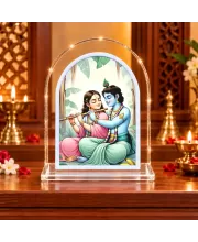 Radha Krishna L Shape Acrylic Showpiece 3 X 3.5 Inch For Home, Office And Car (F176624)