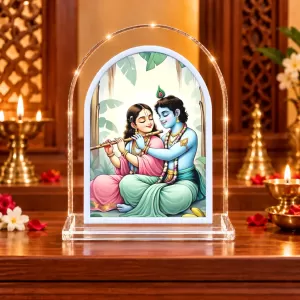 Radha Krishna L Shape Acrylic Showpiece 3 X 3.5 Inch For Home, Office And Car (F176624)