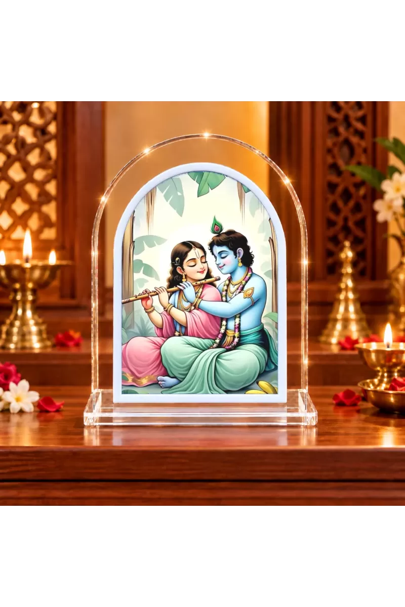Radha Krishna L Shape Acrylic Showpiece 3 X 3.5 Inch For Home, Office And Car (F176624)