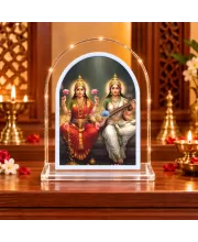 Goddess Lakhmi And Swaraswati L Shape Acrylic Showpiece 3 X 3.5 Inch For Home, Office And Car (F176625)