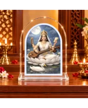 Goddess Saraswati L Shape Acrylic Showpiece 3 X 3.5 Inch For Home, Office And Car (F176628)