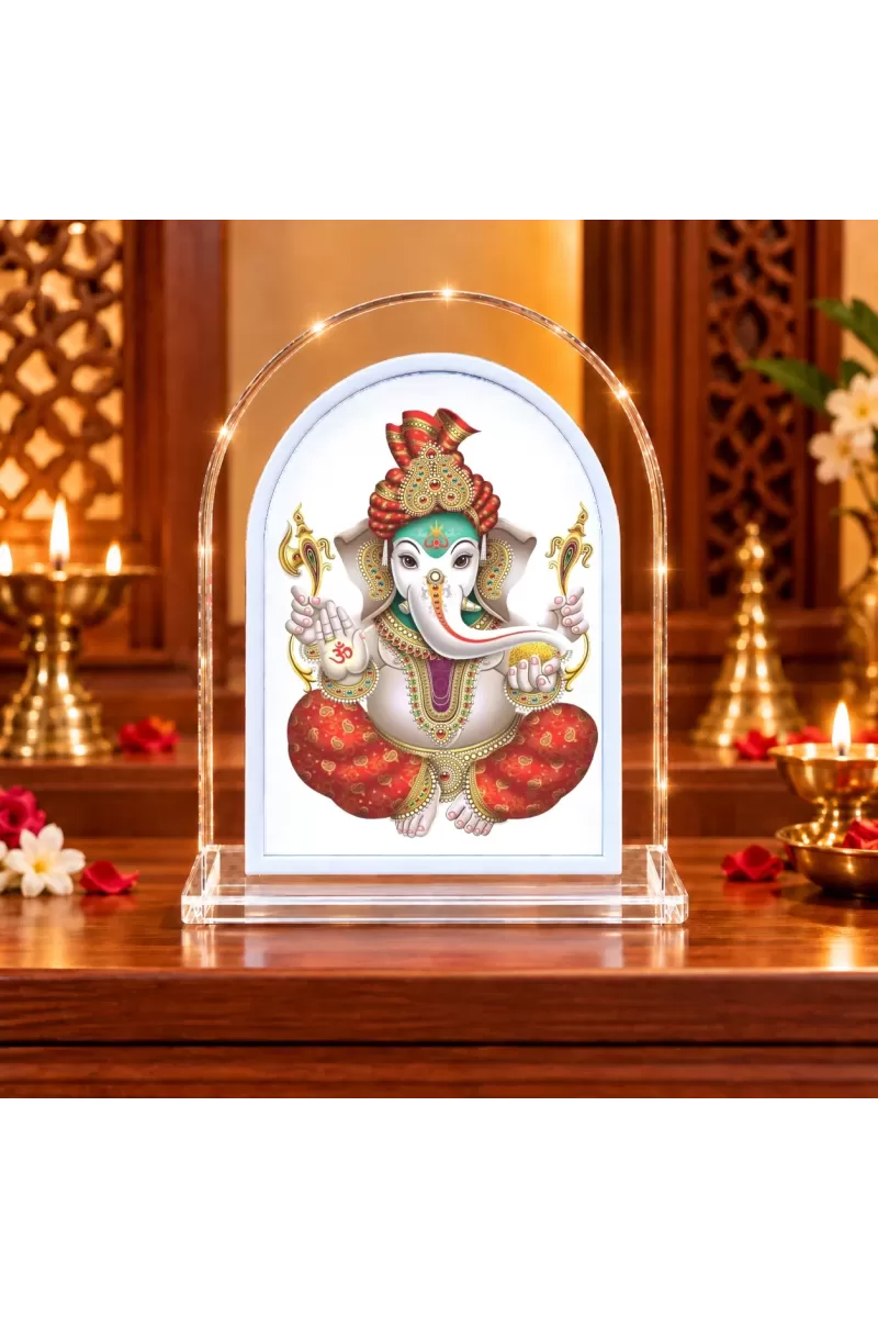 Lord Ganesha L Shape Acrylic Showpiece 3 X 3.5 Inch For Home, Office And Car (F176629)
