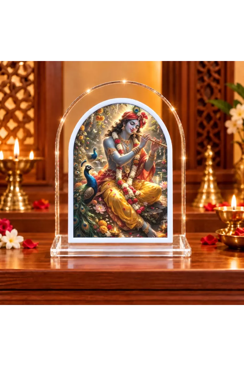 Lord Krishna L Shape Acrylic Showpiece 3 X 3.5 Inch For Home, Office And Car (F176630)