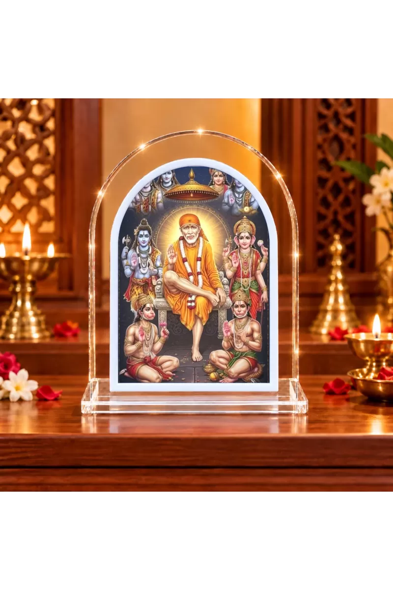 Shirdi Sai Baba L Shape Acrylic Showpiece 3 X 3.5 Inch For Home, Office And Car (F176633)