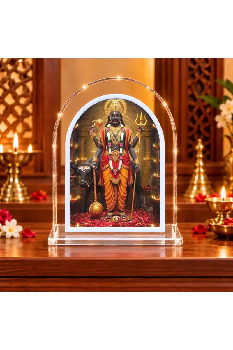 Lord Shani Dev L Shape Acrylic Showpiece 3 X 3.5 Inch For Home, Office And Car (F176636)
