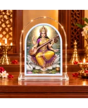 Goddess Saraswati L Shape Acrylic Showpiece 3 X 3.5 Inch For Home, Office And Car (F176640)