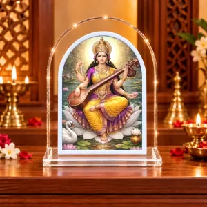 Goddess Saraswati L Shape Acrylic Showpiece 3 X 3.5 Inch For Home, Office And Car (F176640) Goddess Saraswati L Shape Acrylic Showpiece 3 X 3.5 Inch For Home, Office And Car (F176640)