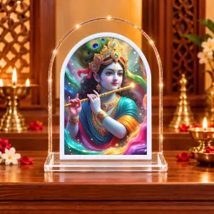Lord Krishna L Shape Acrylic Showpiece 3 X 3.5 Inch For Home, Office And Car (F176642)