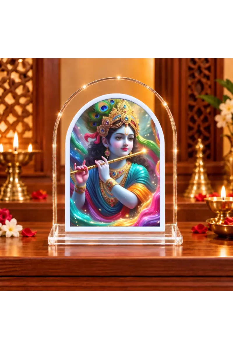 Lord Krishna L Shape Acrylic Showpiece 3 X 3.5 Inch For Home, Office And Car (F176642)