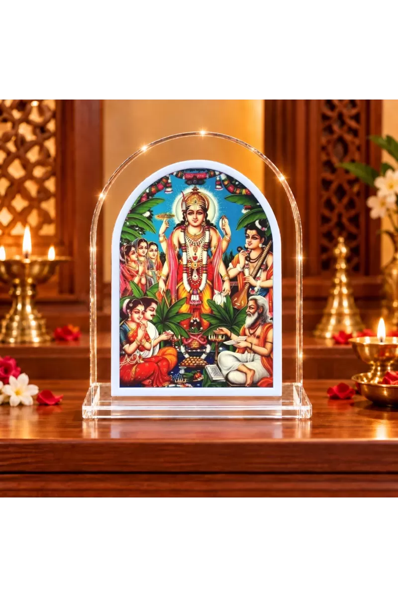 Lord Sattyanarayn L Shape Acrylic Showpiece 3 X 3.5 Inch For Home, Office And Car (F176645)