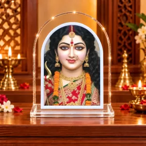 Durga Maa L Shape Acrylic Showpiece 3 X 3.5 Inch For Home, Office And Car (F176646)