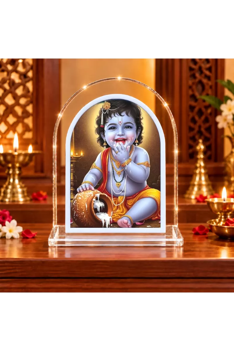 Baby Krishna L Shape Acrylic Showpiece 3 X 3.5 Inch For Home, Office And Car (F176648)