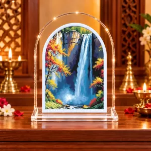 Waterfall Landscape L Shape Acrylic Showpiece 3 X 3.5 Inch For Home, Office And Car (F176650) Waterfall Landscape L Shape Acrylic Showpiece 3 X 3.5 Inch For Home, Office And Car (F176650)