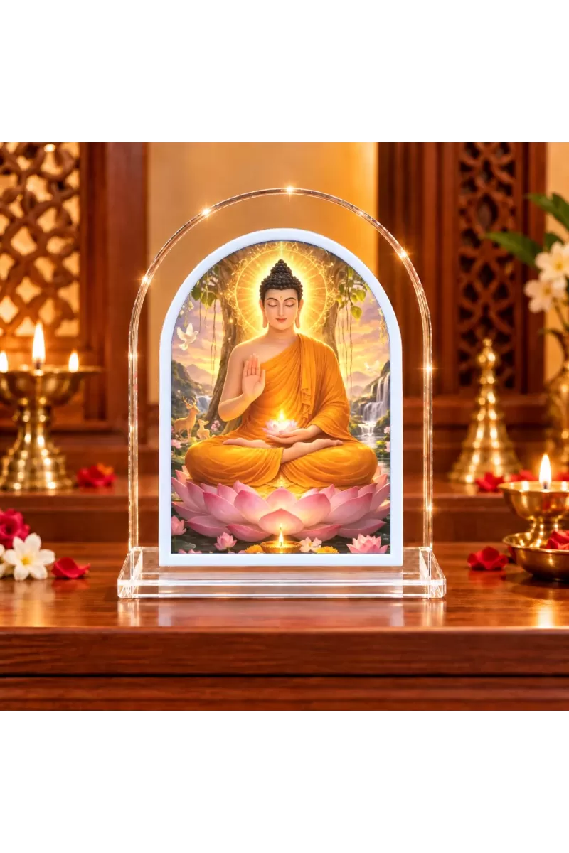 Buddha L Shape Acrylic Showpiece 3 X 3.5 Inch For Home, Office And Car (F176652)