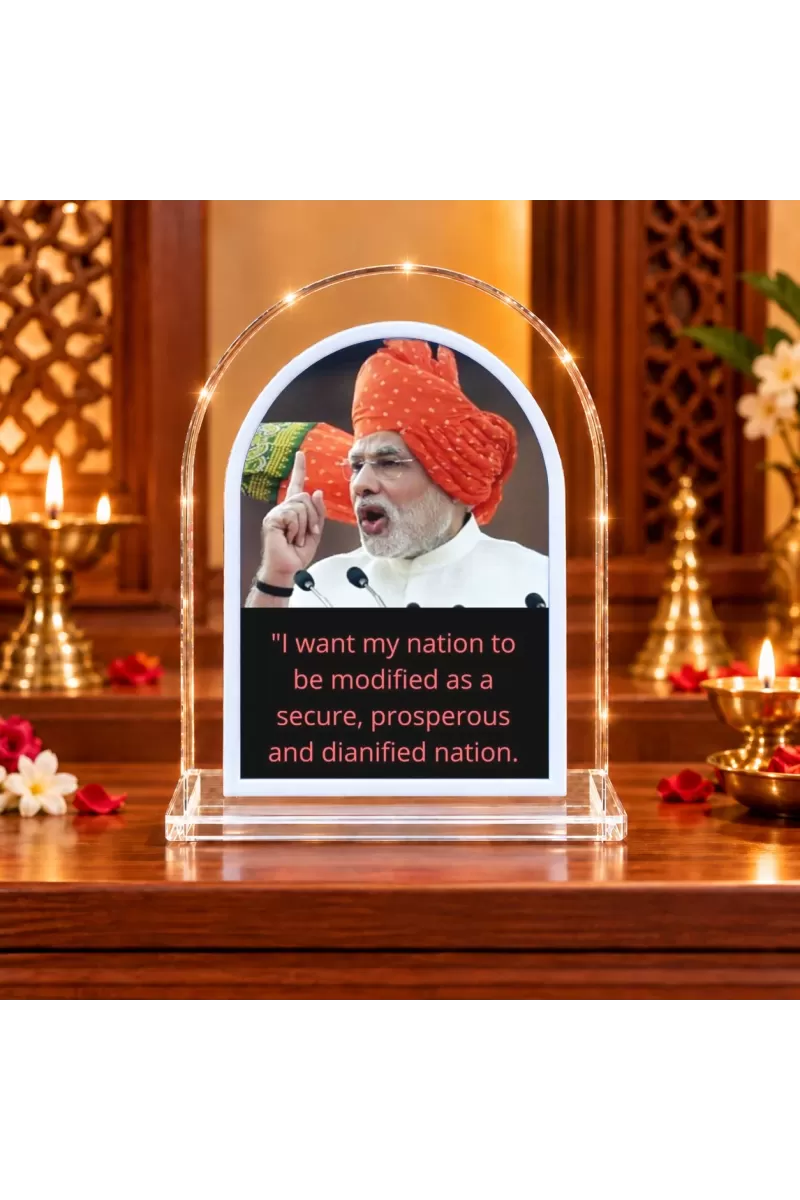 Narendra Modi L Shape Acrylic Showpiece 3 X 3.5 Inch For Home, Office And Car (F176653)