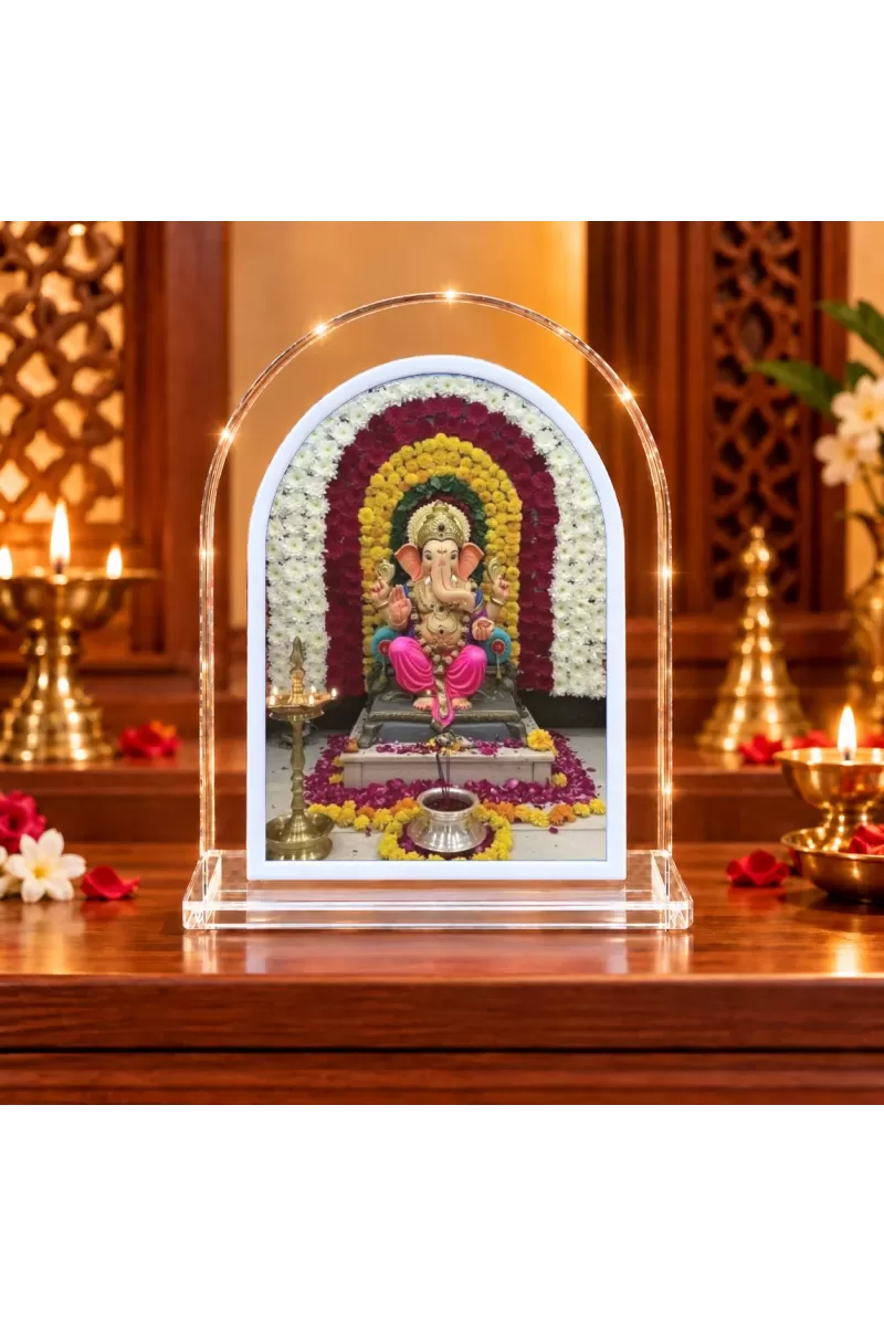 Lord Ganesha L Shape Acrylic Showpiece 3 X 3.5 Inch For Home, Office And Car (F176657)
