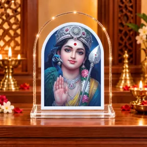 God Kartikeya L Shape Acrylic Showpiece 3 X 3.5 Inch For Home, Office And Car (F176659)
