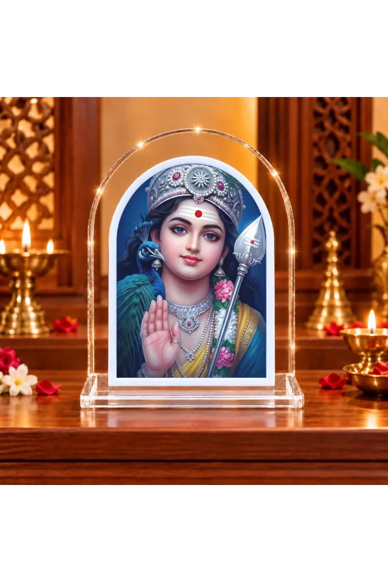 God Kartikeya L Shape Acrylic Showpiece 3 X 3.5 Inch For Home, Office And Car (F176659)