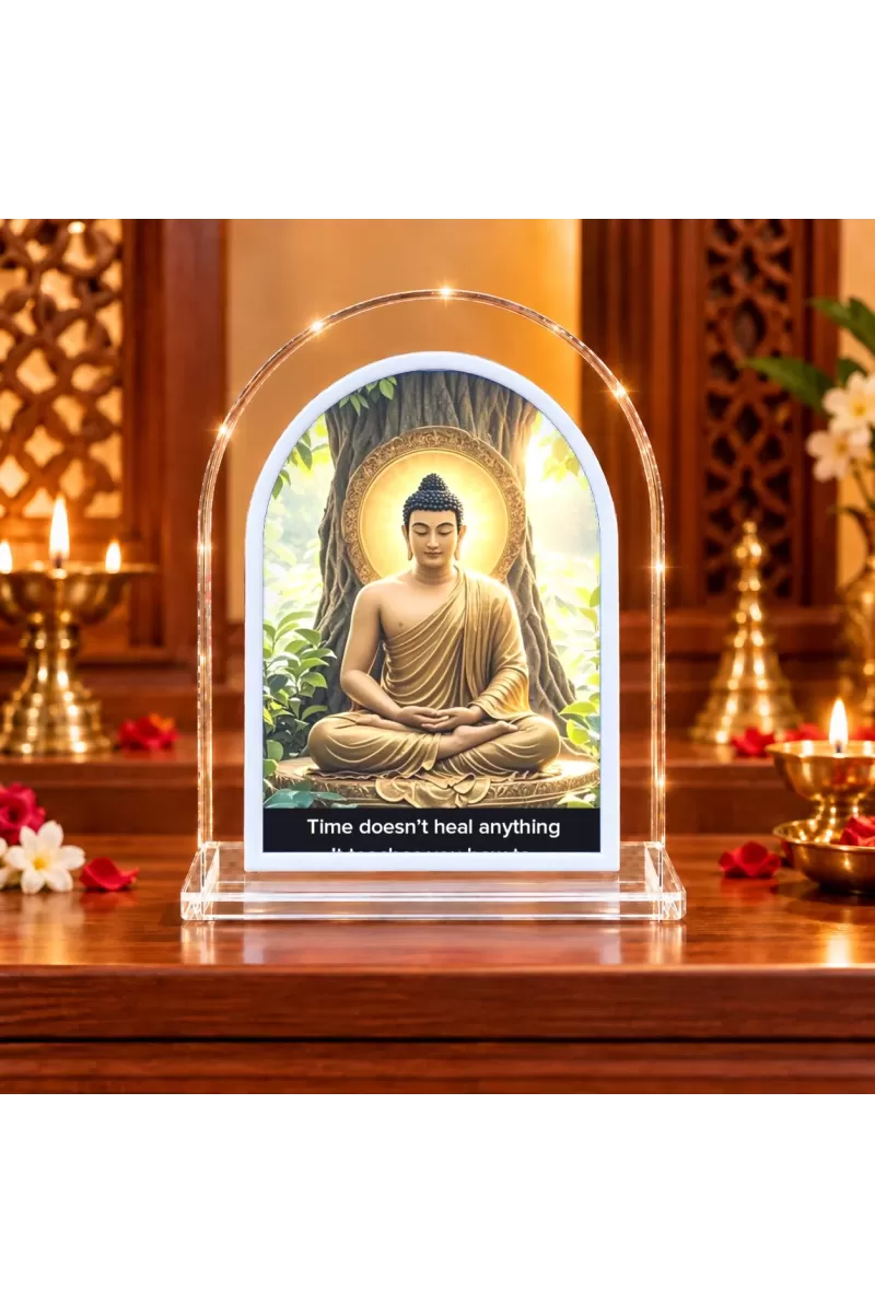 Buddha L Shape Acrylic Showpiece 3 X 3.5 Inch For Home, Office And Car (F176662)