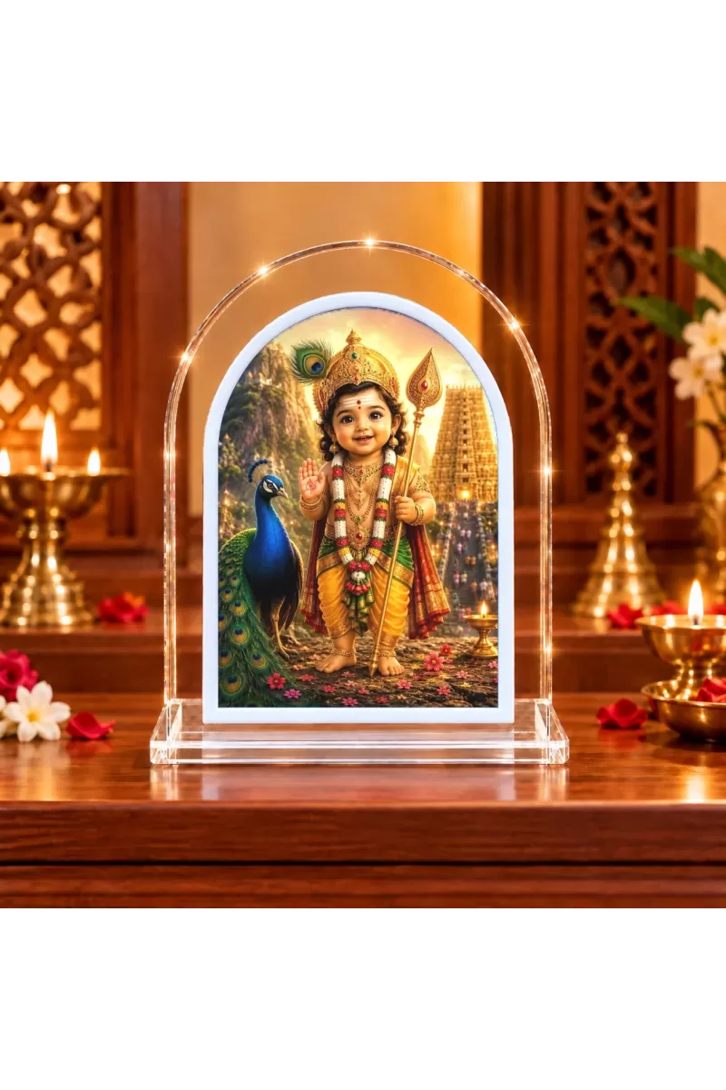 Lord Murugan L Shape Acrylic Showpiece 3 X 3.5 Inch For Home, Office And Car (F176665)