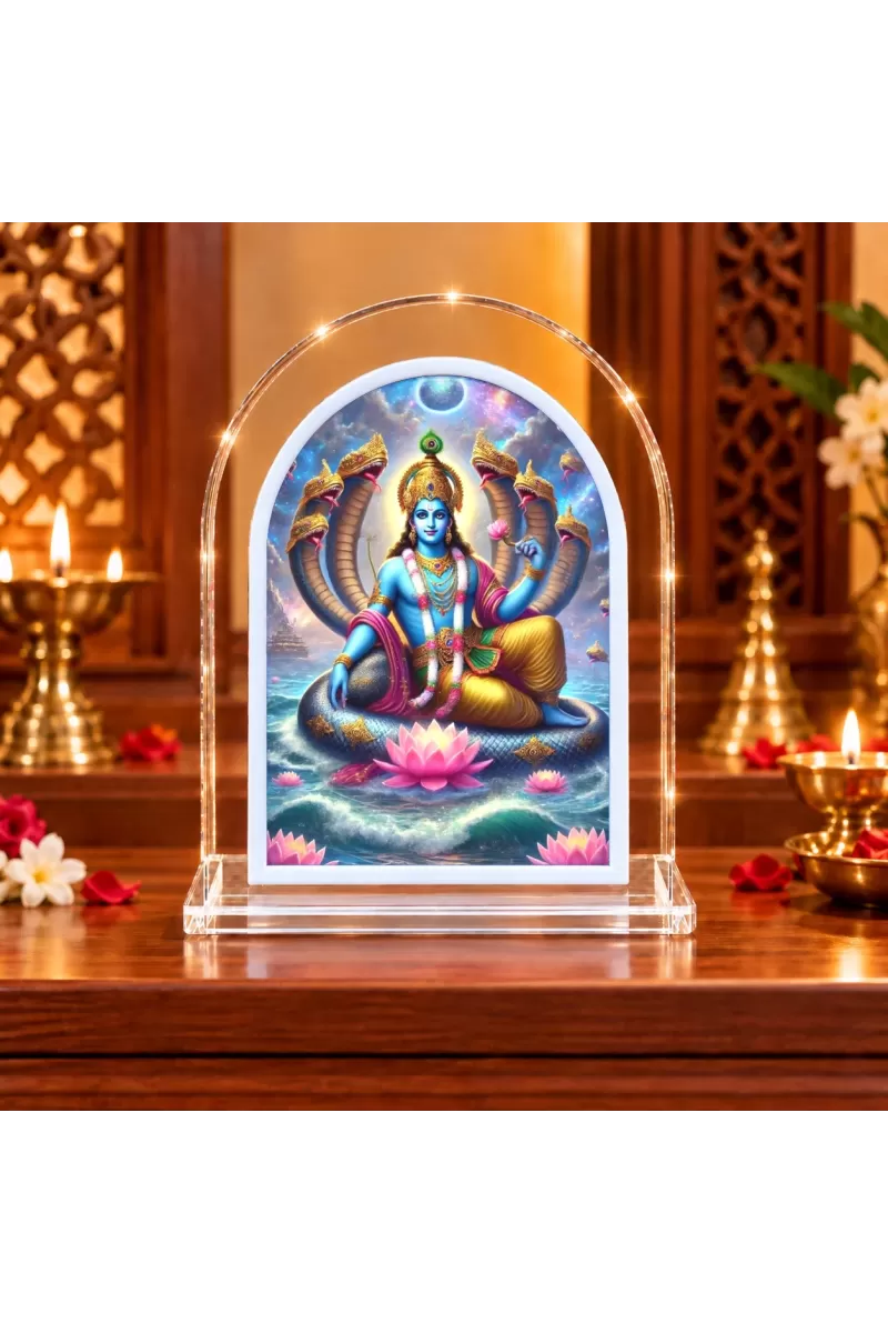 Lord Vishnu L Shape Acrylic Showpiece 3 X 3.5 Inch For Home, Office And Car (F176668)