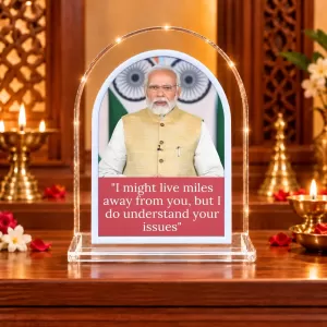 Narendra Modi L Shape Acrylic Showpiece 3 X 3.5 Inch For Home, Office And Car (F176673) Narendra Modi L Shape Acrylic Showpiece 3 X 3.5 Inch For Home, Office And Car (F176673)