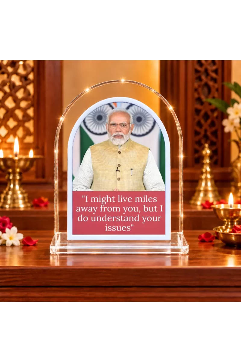 Narendra Modi L Shape Acrylic Showpiece 3 X 3.5 Inch For Home, Office And Car (F176673)