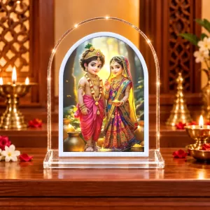 Radha Krishna L Shape Acrylic Showpiece 3 X 3.5 Inch For Home, Office And Car (F176676)