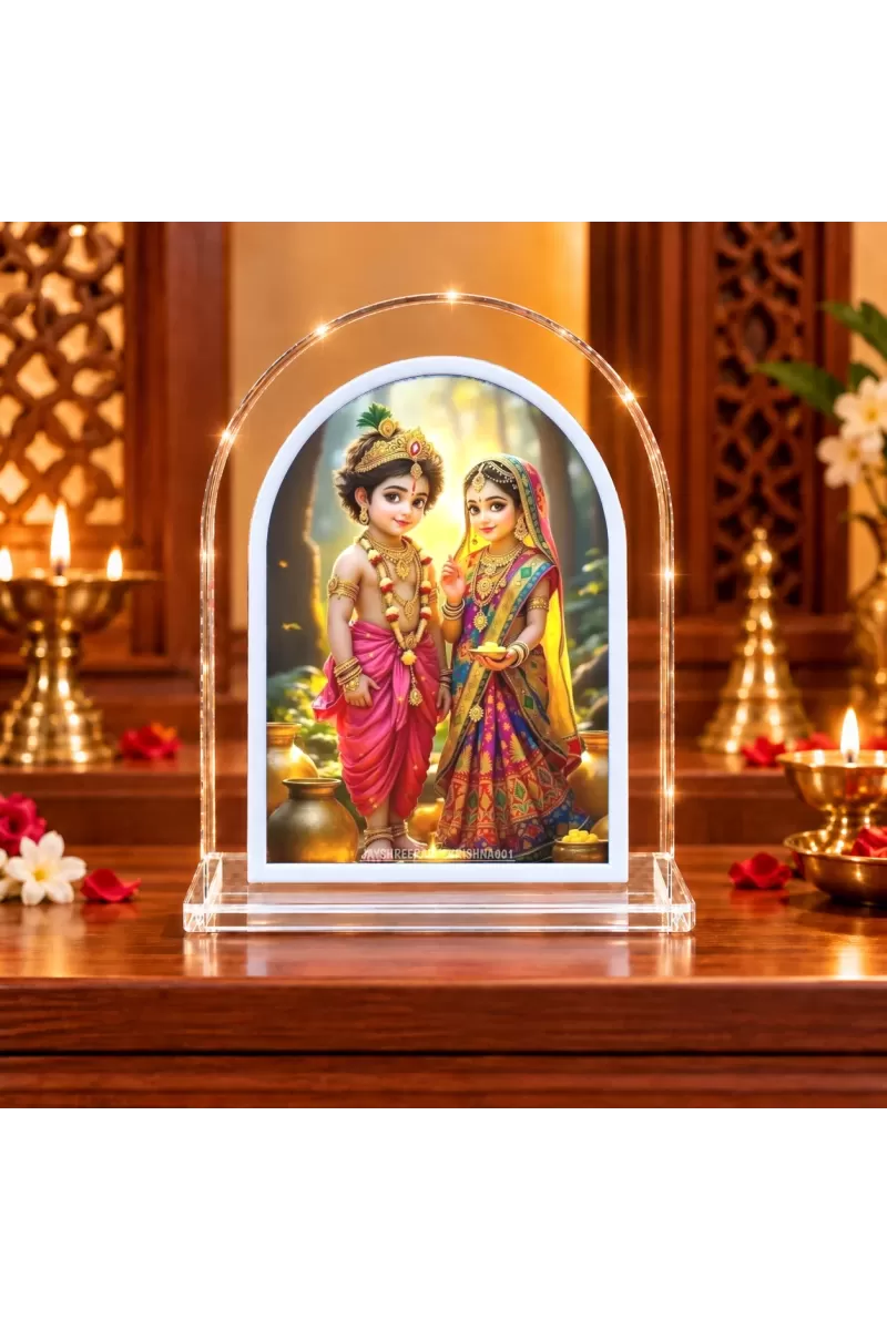 Radha Krishna L Shape Acrylic Showpiece 3 X 3.5 Inch For Home, Office And Car (F176676)