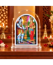 Shiva Parvati L Shape Acrylic Showpiece 3 X 3.5 Inch For Home, Office And Car (F176678)