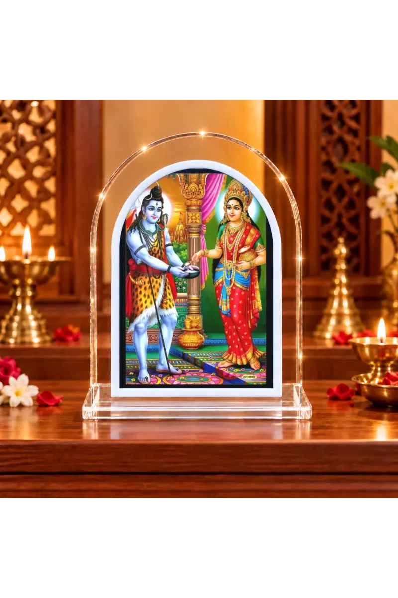 Shiva Parvati L Shape Acrylic Showpiece 3 X 3.5 Inch For Home, Office And Car (F176678)