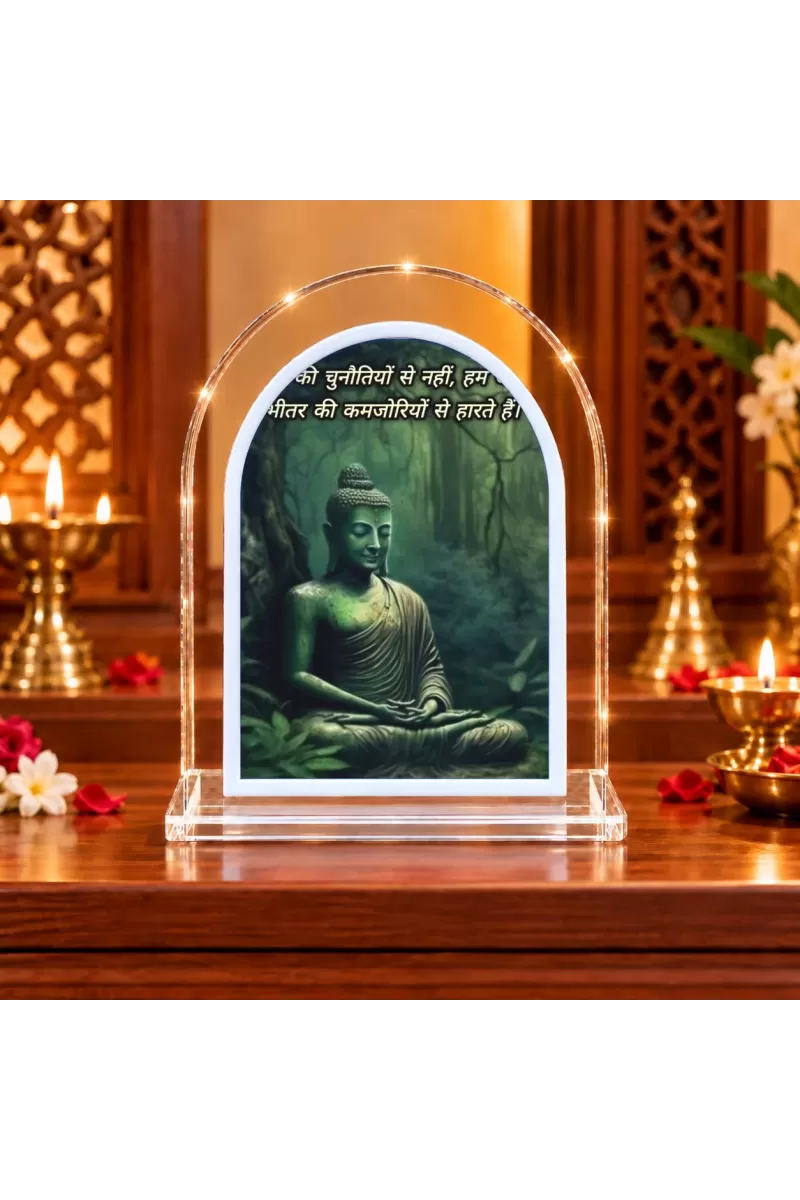 Buddha L Shape Acrylic Showpiece 3 X 3.5 Inch For Home, Office And Car (F176679)