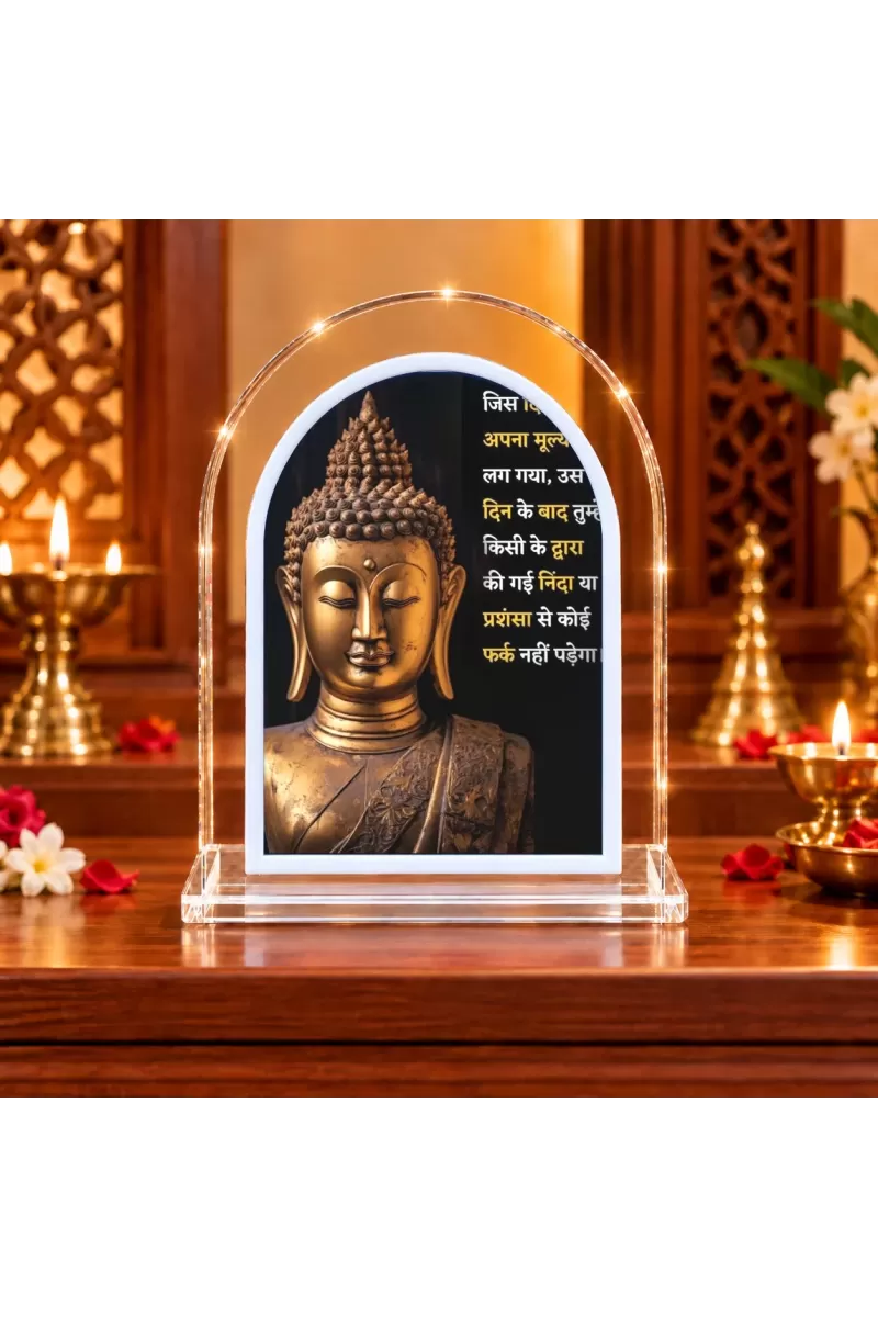 Buddha L Shape Acrylic Showpiece 3 X 3.5 Inch For Home, Office And Car (F176680)