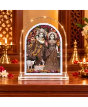 Radha Krishna L Shape Acrylic Showpiece 3 X 3.5 Inch For Home, Office And Car (F176684)