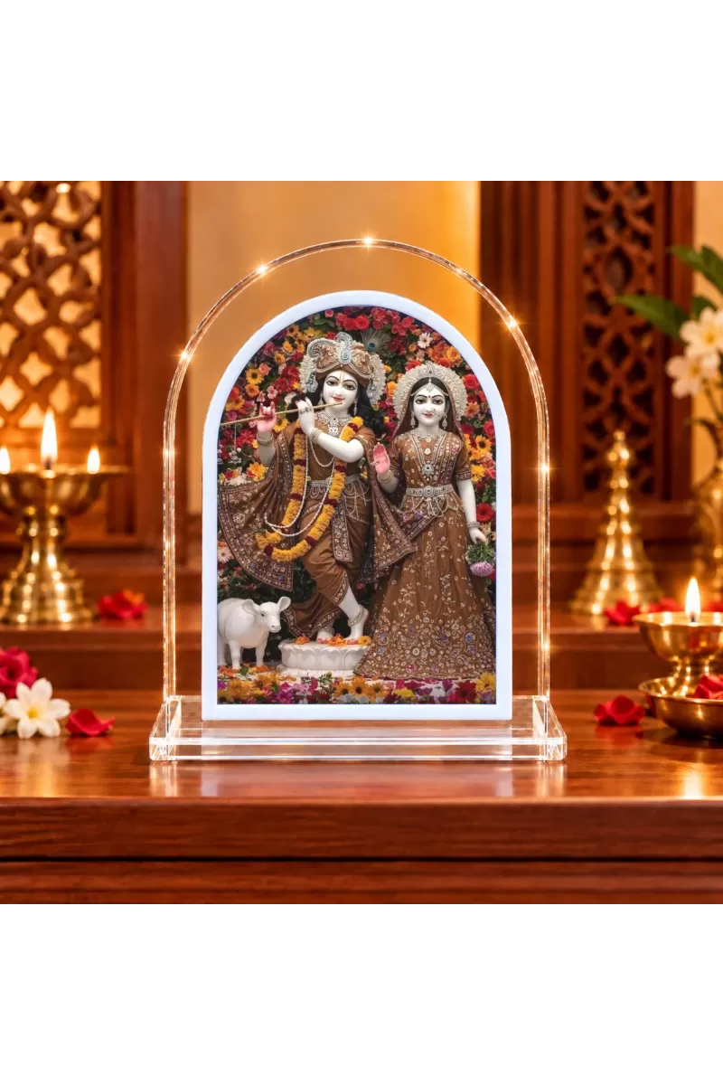 Radha Krishna L Shape Acrylic Showpiece 3 X 3.5 Inch For Home, Office And Car (F176684)