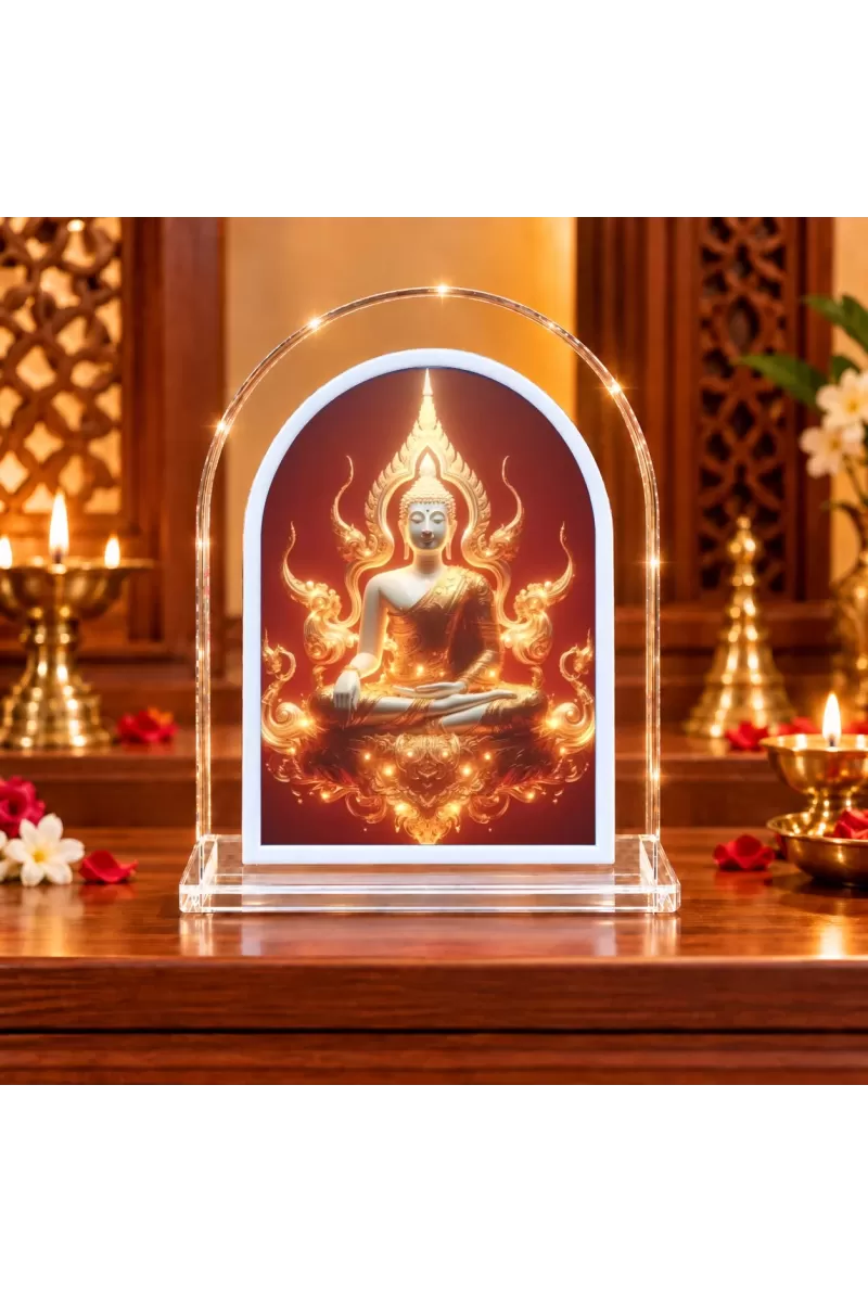 Buddha L Shape Acrylic Showpiece 3 X 3.5 Inch For Home, Office And Car (F176685)