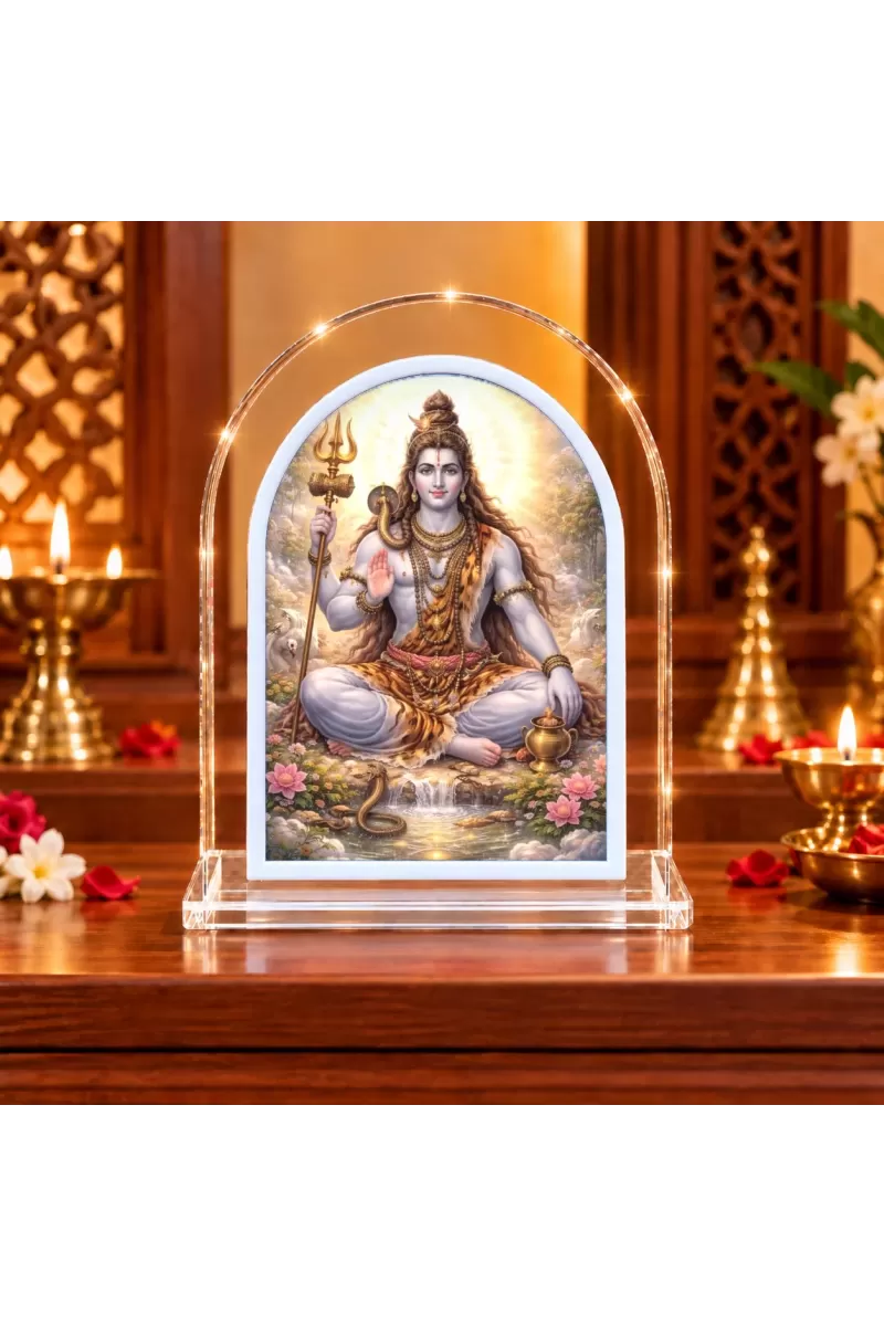 Lord Shiva L Shape Acrylic Showpiece 3 X 3.5 Inch For Home, Office And Car (F176686)