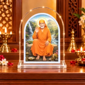 Sai Baba L Shape Acrylic Showpiece 3 X 3.5 Inch For Home, Office And Car (F176687)