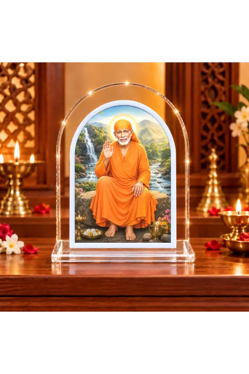 Sai Baba L Shape Acrylic Showpiece 3 X 3.5 Inch For Home, Office And Car (F176687)