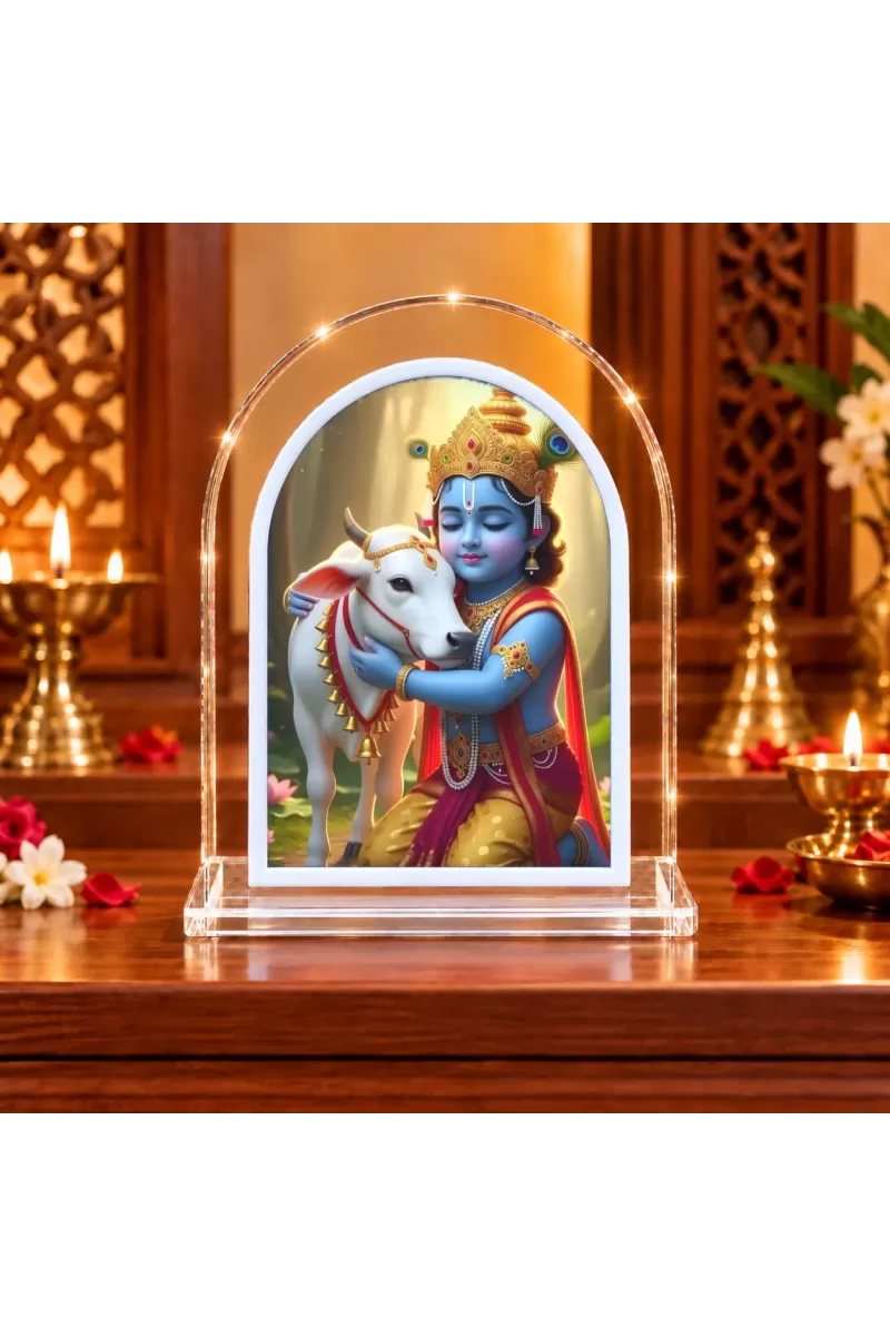 Lord Krishna L Shape Acrylic Showpiece 3 X 3.5 Inch For Home, Office And Car (F176688)