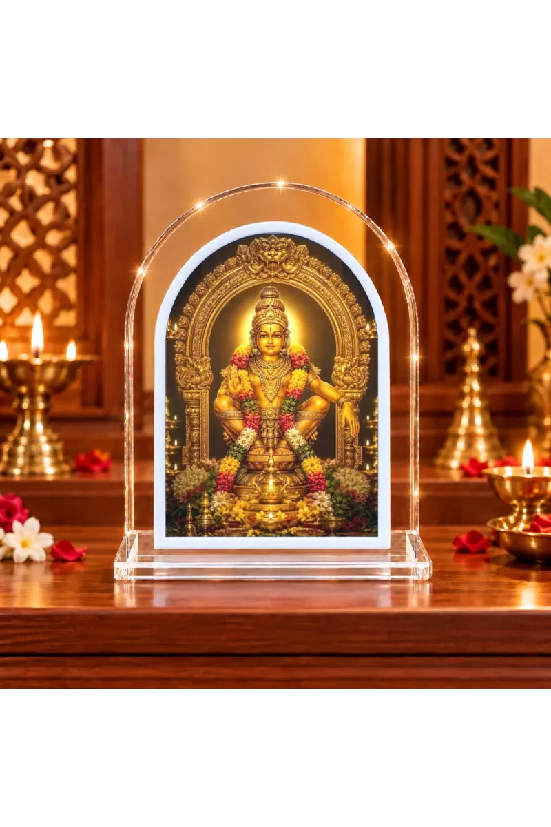 Lord Ayyappa Swamy L Shape Acrylic Showpiece 3 X 3.5 Inch For Home, Office And Car (F176691)